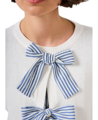  Women's Cotton Blend Bow Detail Sweater