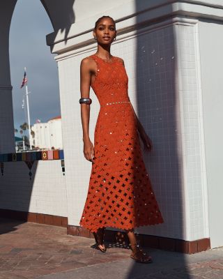 Crochet Dress with Mirror Embellishments