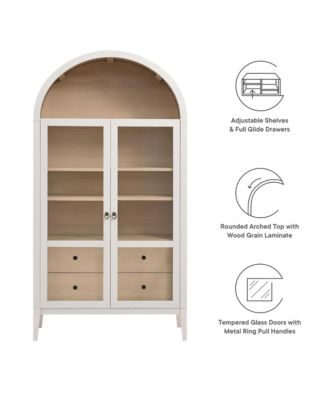 Nolan 74" Tall Wide Arched Storage Display Cabinet