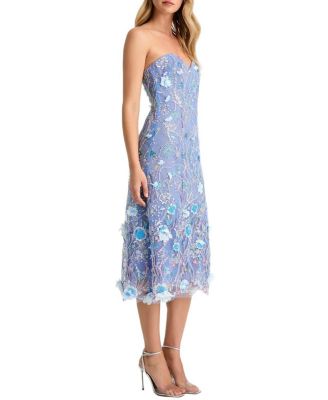 Francine Sweetheart Strapless Floral Midi Dress