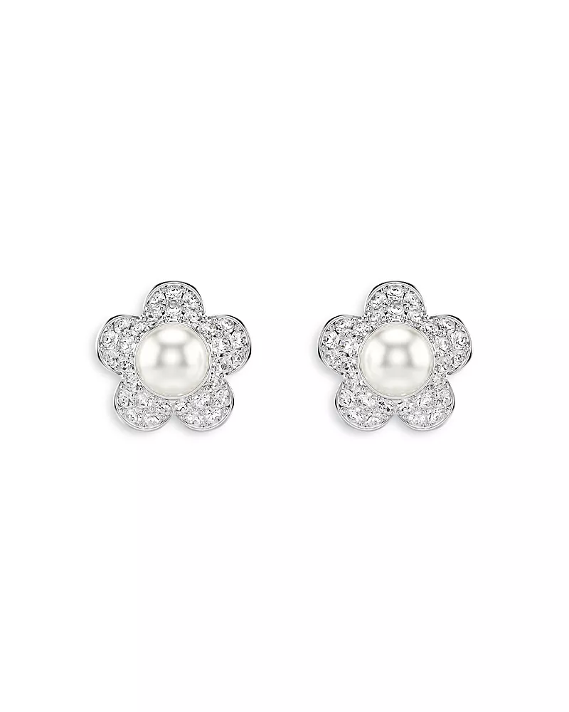 Swarovski Ariana Grande x Swarovski Crystal & Imitation Pearl Flower Stud Earrings