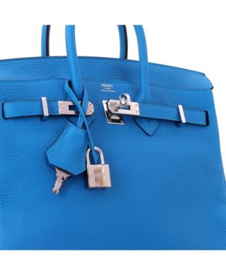 Birkin 25 Handbag Blue Togo with Palladium Hardware