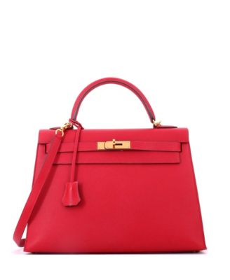 Kelly 32 Handbag Red Epsom with Gold Hardware
