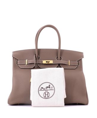 Birkin 35 Handbag Grey Togo with Gold Hardware