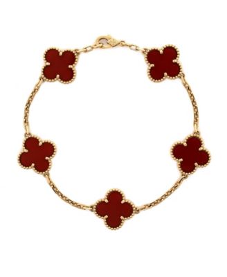  Vintage Alhambra 5 Motifs Bracelet 18K Gold and Carnelian