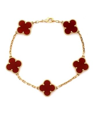  Vintage Alhambra 5 Motifs Bracelet 18K Gold and Carnelian