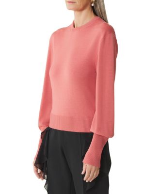 Wool Sweater With Grosgrain Detail