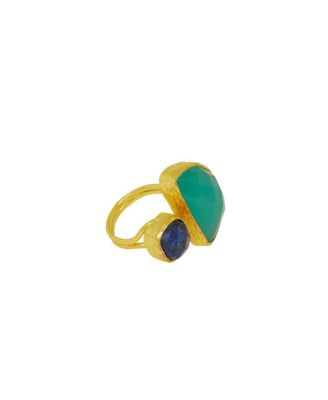  Avery Lapis and Aqua Chalcedony Cocktail Ring
