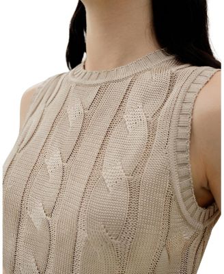  Cable Knit Tussah Silk Cropped Top