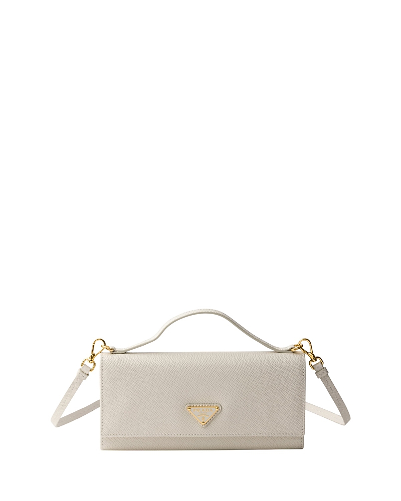 Prada Saffiano Leather Wallet With Shoulder Strap