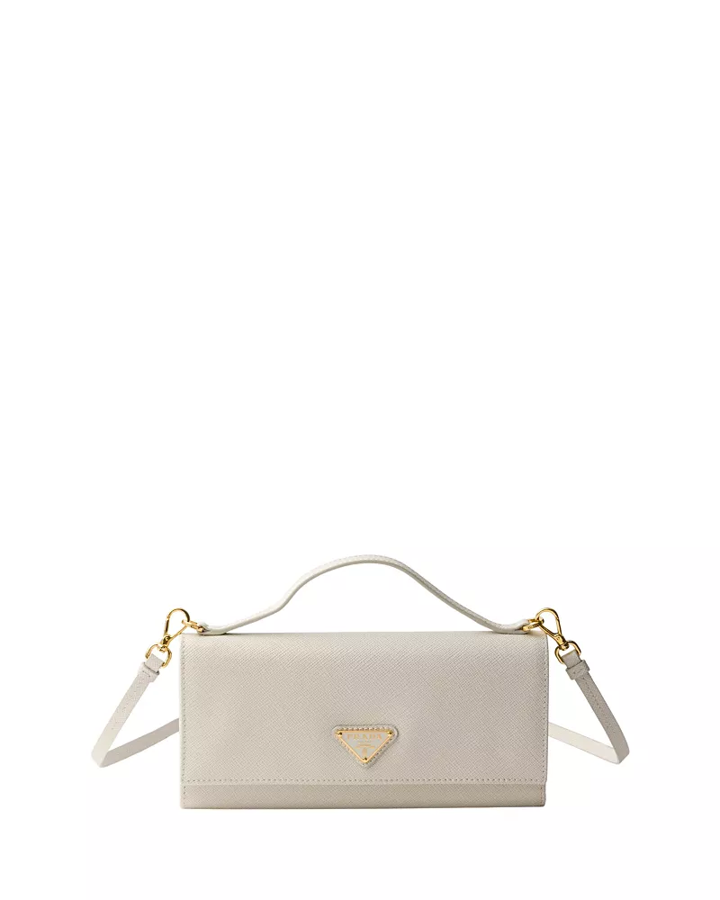 Prada Saffiano Leather Wallet With Shoulder Strap