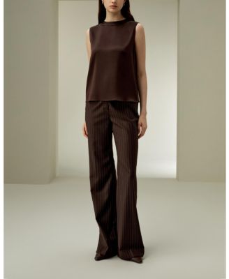  Sleeveless Round Neck Silk Top