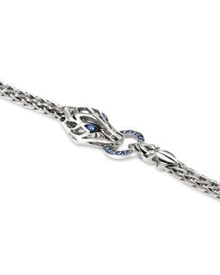 Sterling Silver Naga Blue Sapphire Dragon Chain Bracelet
