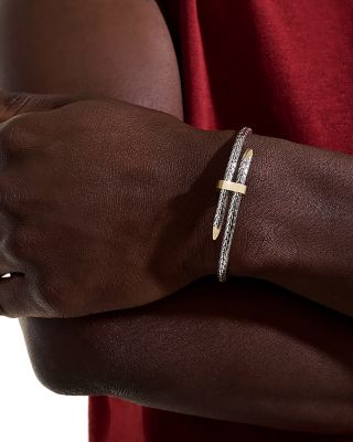 14K Yellow Gold & Sterling Silver Spear Flex Cuff Bypass Bracelet