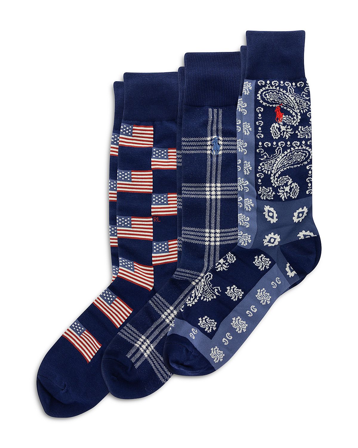 Polo Ralph Lauren Flag Socks 3 Pair Gift Set