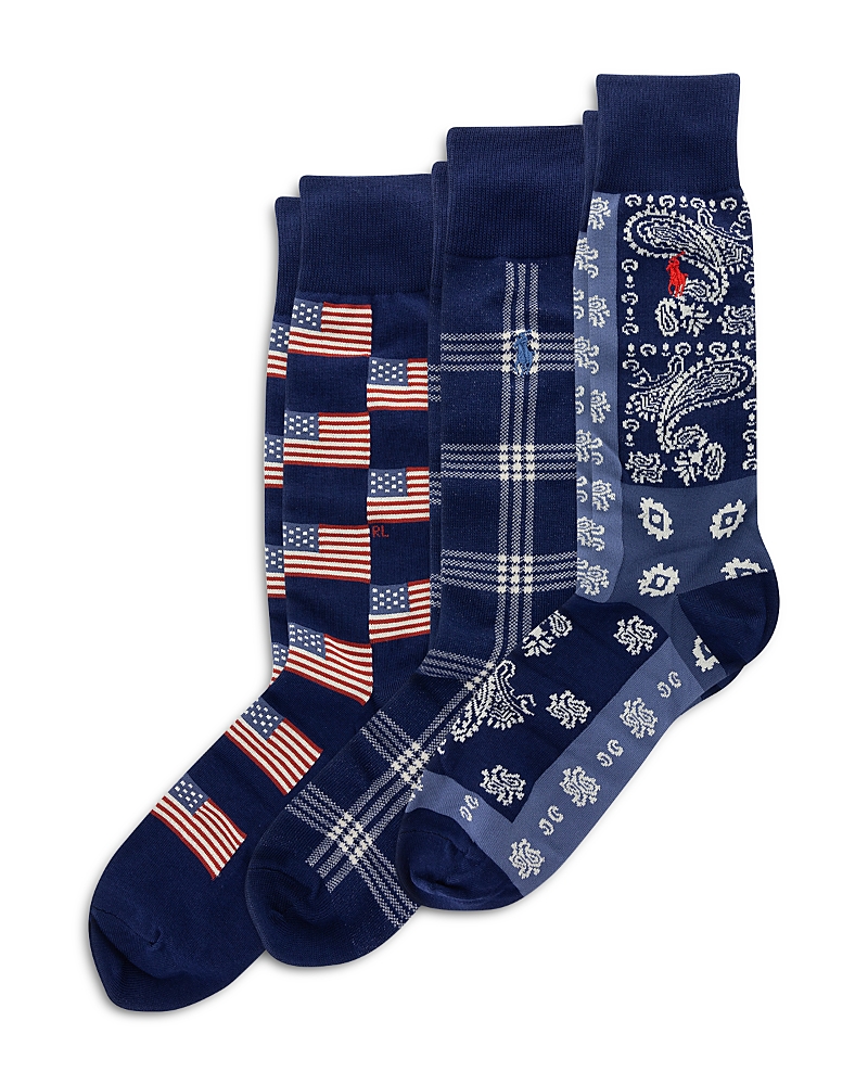 Polo Ralph Lauren Flag Socks 3 Pair Gift Set