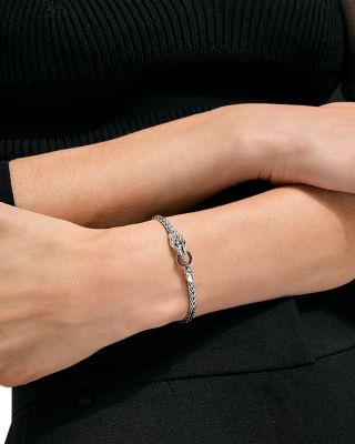  Sterling Silver Naga Blue & Black Sapphire Dragon Chain Bracelet