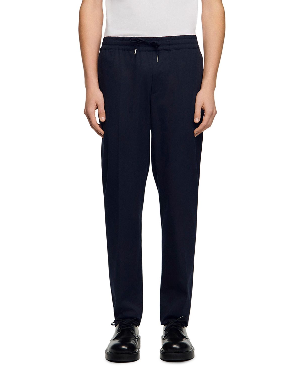 Sandro Alpha Cotton Blend Straight Leg Drawstring Pants