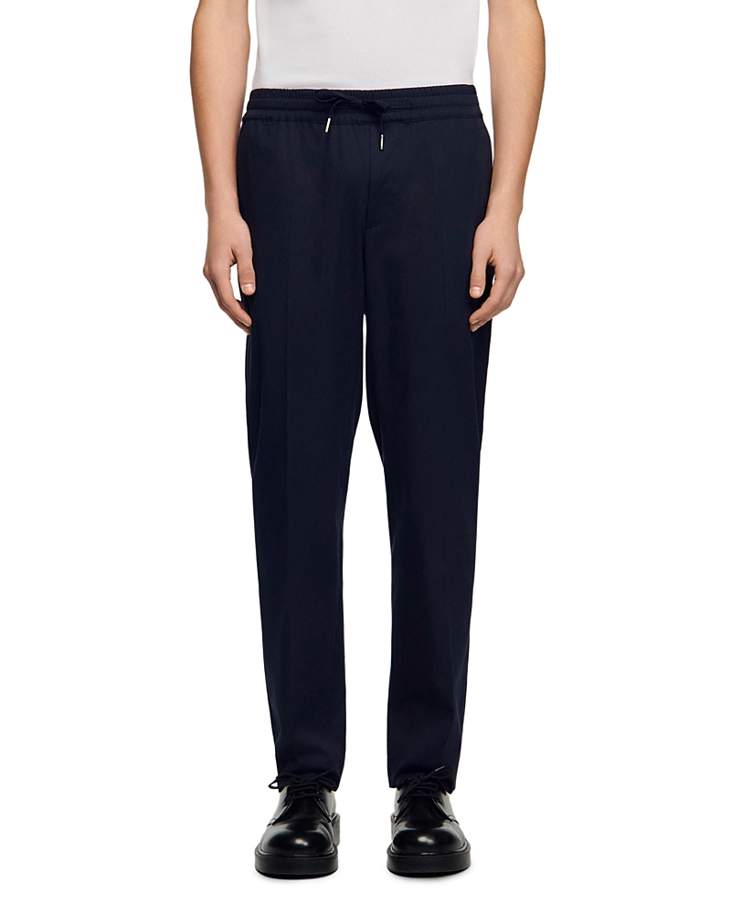 Sandro Alpha Cotton Blend Straight Leg Drawstring Pants