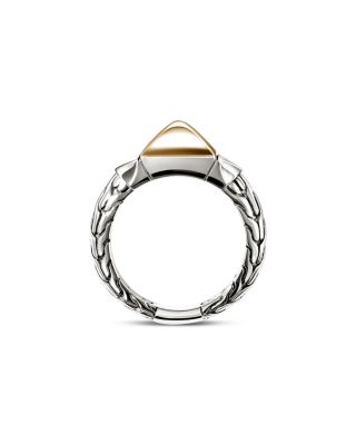 Sterling Silver & 14K Yellow Gold Icon Stud Ring