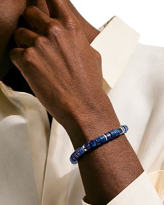 Sterling Silver Heishi Lapis Lazuli Bead Bracelet