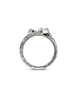 Sterling Silver Icon Diamond Pyramid Triple Row Stack Look Ring