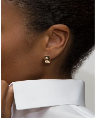 Certified Lab Grown Diamond Mixed Cut Azadi Half Arc Huggie Hoop Earrings in 14K Yellow Gold, 0.46 tcw