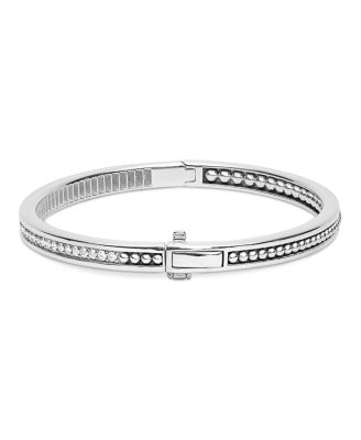 Sterling Silver Caviar Spark Diamond Bangle Bracelet