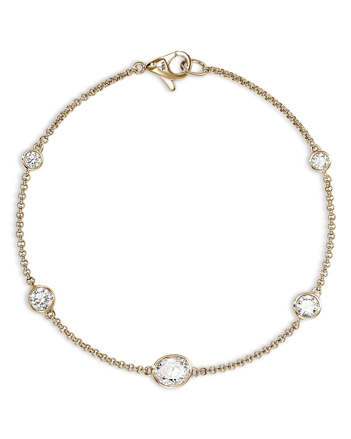 John Hardy 14K Yellow Gold Lovestruck Lab Grown Diamond Bezel Station Chain Bracelet