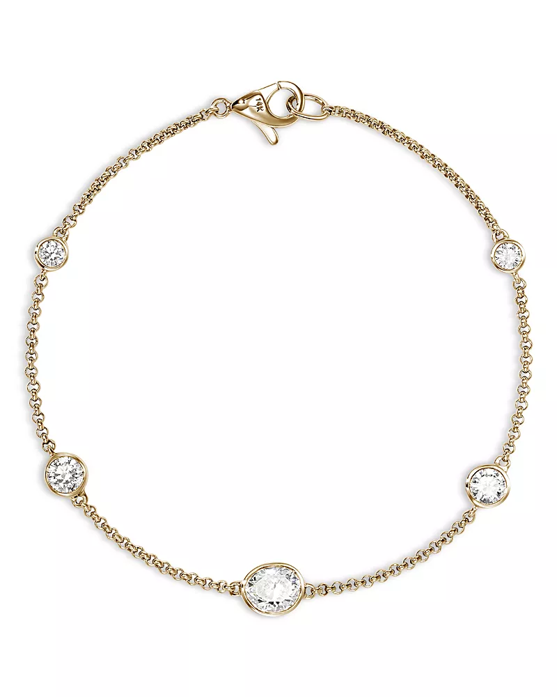 John Hardy 14K Yellow Gold Lovestruck Lab Grown Diamond Bezel Station Chain Bracelet