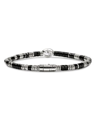 Sterling Silver JH Lovestruck™ Lab Grown Diamond Solitaire & Onyx Heishi Bead Bracelet