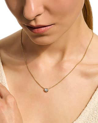 14K Yellow Gold JH Lovestruck™ Lab Grown Diamond Solitaire Bezel Pendant Necklace, 16-18"