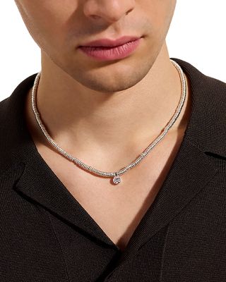 Sterling Silver JH Lovestruck™ Lab Grown Diamond Solitaire Bezel Heishi Bead Pendant Necklace, 18"