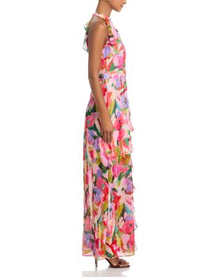Printed Ruffle Placket Maxi Dress - Exclusive