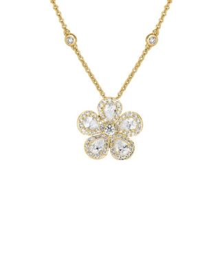18K Yellow Gold Diamond Classic Flower Mini Necklace, 16-18"