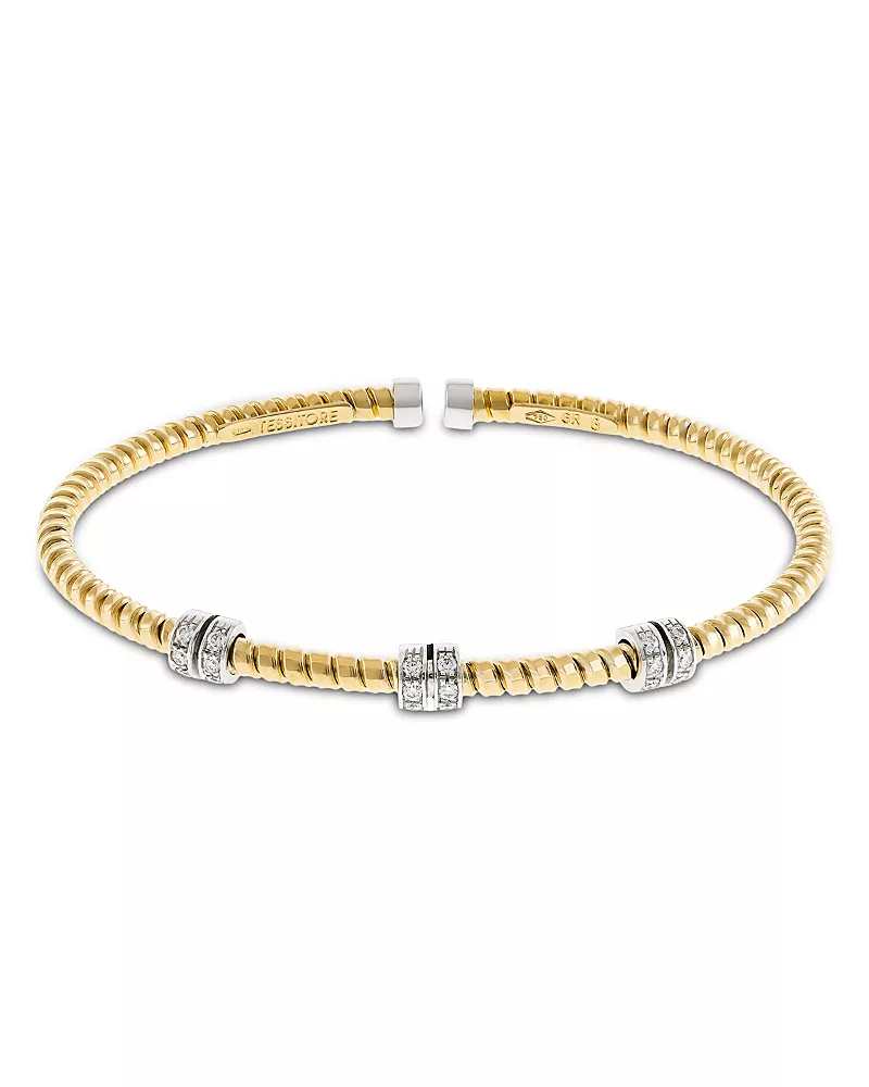 Alberto Milani 18K Yellow Gold Diamond Via Mercanti Tubogas Rope Bracelet