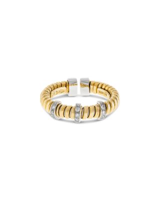 18K Yellow Gold Diamond Via Mercanti Tubogas Rope Ring