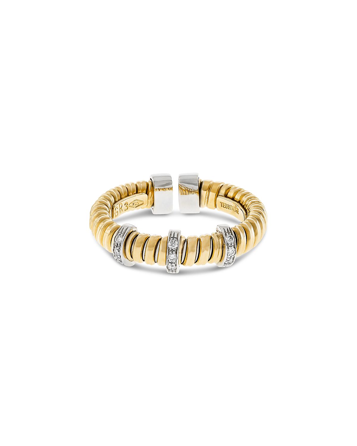 Alberto Milani 18K Yellow Gold Diamond Via Mercanti Tubogas Rope Ring