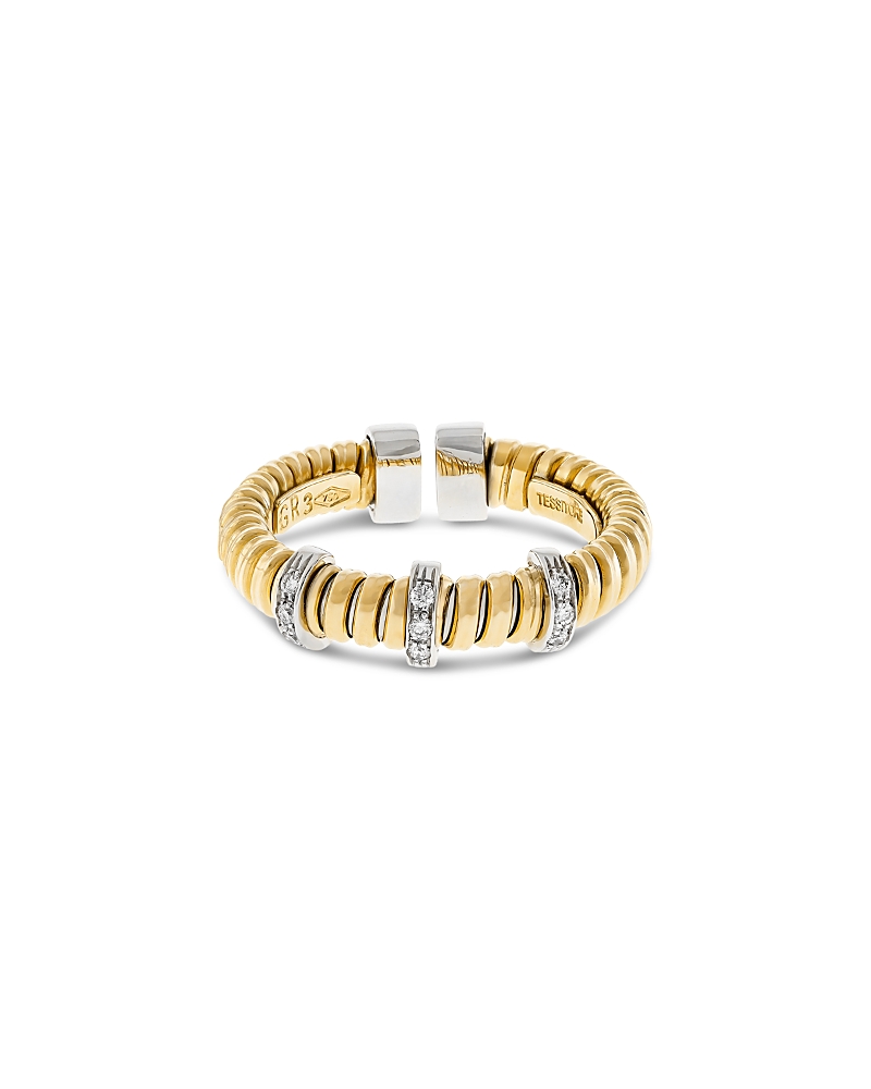 Alberto Milani 18K Yellow Gold Diamond Via Mercanti Tubogas Rope Ring