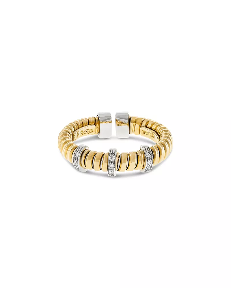 Alberto Milani 18K Yellow Gold Diamond Via Mercanti Tubogas Rope Ring