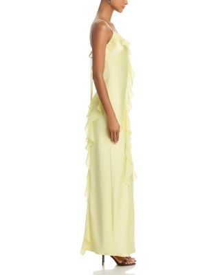 Long Satin Ruffled Gown - Exclusive