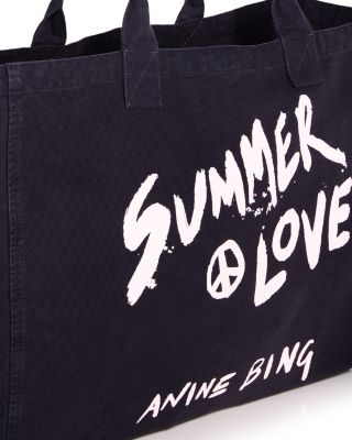 Leo Large Black Denim Canvas Tote Bag