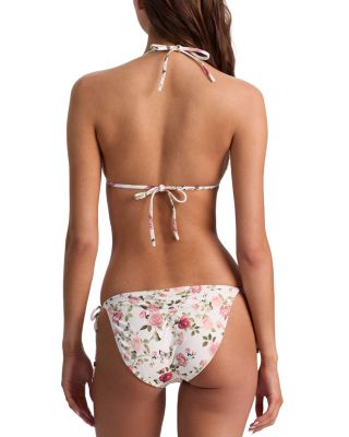 x Alice and Olivia Embroidered Triangle Bikini Top & Embroidered Side Tie Bikini Bottom