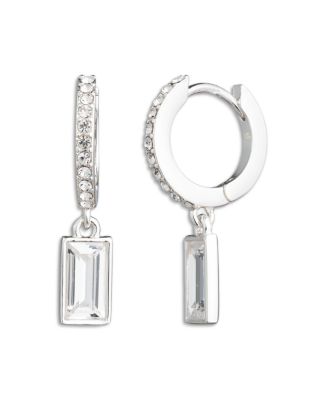 Cubic Zirconia Drop Huggie Hoop Earrings