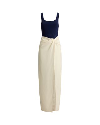 Two Tone Ottoman & Crepe Sleeveless Gown