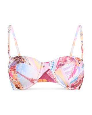 Alexandria Postcard Print Structured Bikini Top