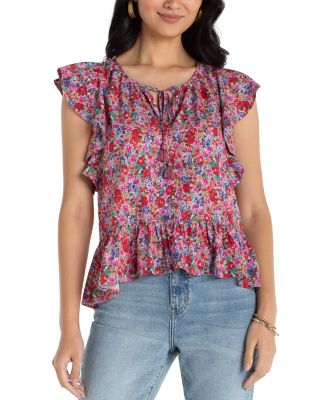 Flutter Sleeve Peplum Woven Top
