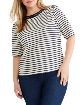 Embroidered Boat Neck Top