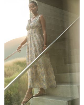 Sleeveless Ruffle Front Woven Maxi Dress