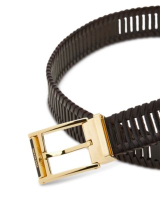 Men's Gold Buckle Slotted Belt
